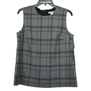 Lewit Blue Sleeveless Wool Plaid Shell Tank Small